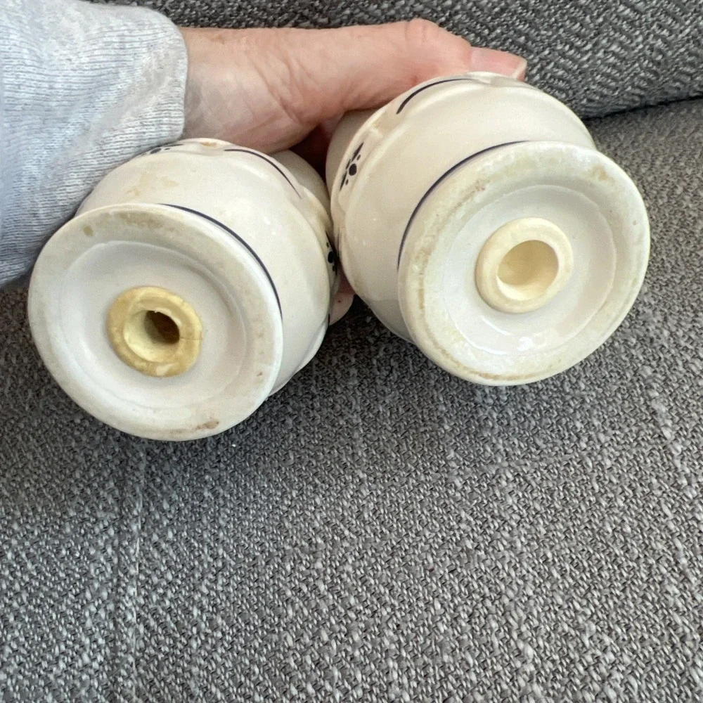 Longaberger Blue Woven Traditions Salt Pepper Shakers
